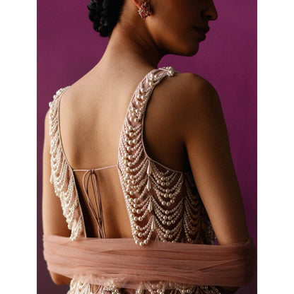 DRISHTI CHHABRAA Dusty Pink Pearly Sharara (Set of 3)