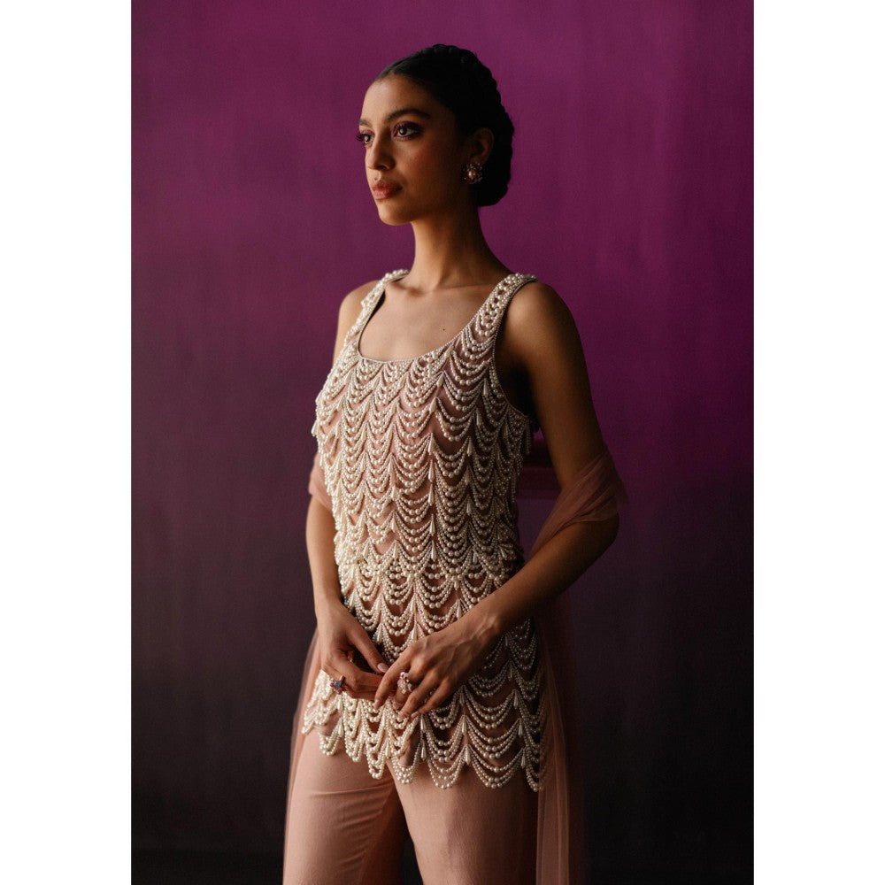 DRISHTI CHHABRAA Dusty Pink Pearly Sharara (Set of 3)