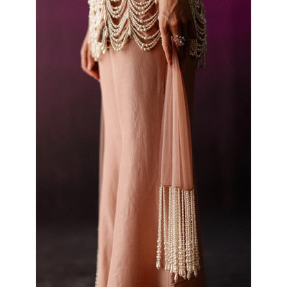 DRISHTI CHHABRAA Dusty Pink Pearly Sharara (Set of 3)