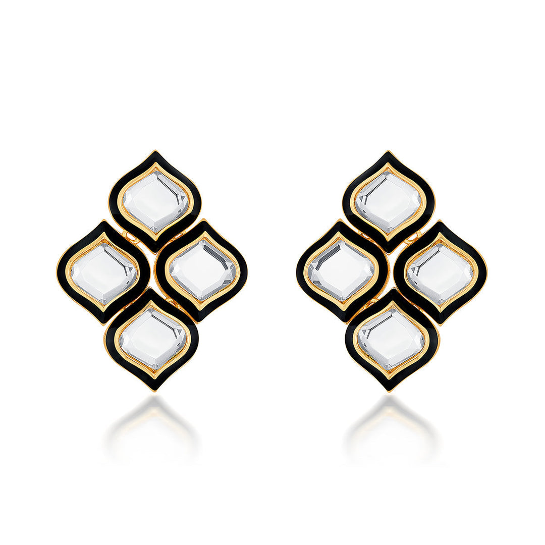 Amina Flower Mirror Stud Earrings - Isharya | Modern Indian Jewelry