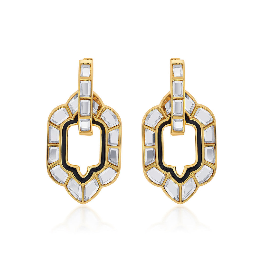 Amina Mirror Short Earrings - Isharya | Modern Indian Jewelry