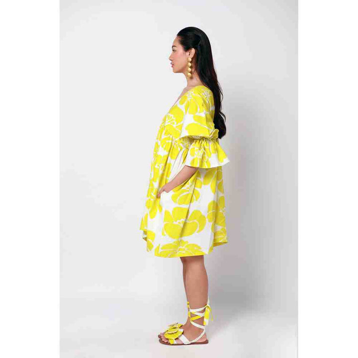 Ekastories Yellow Sonder Draw String Dress
