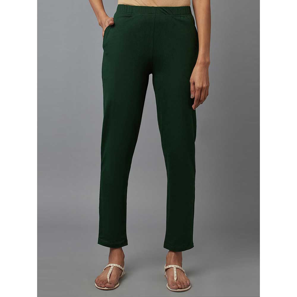 Eleven Green Cotton Lycra Jersey Pants