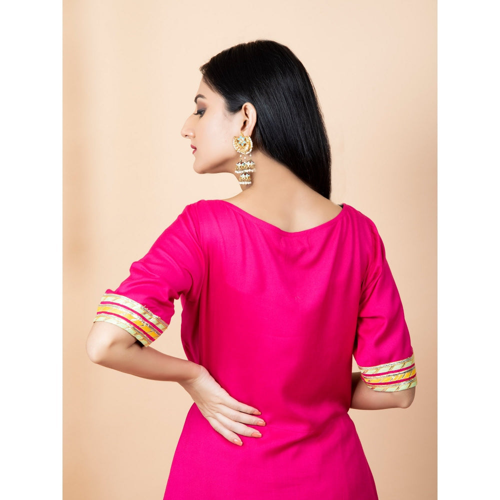 EMPRESS PITARA Rani Pink Gotta Kurta With Sharara (Set of 2)