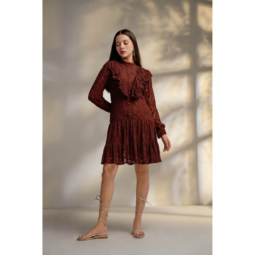 Enness Studio Beacon Structured Embroidered Mini Dress