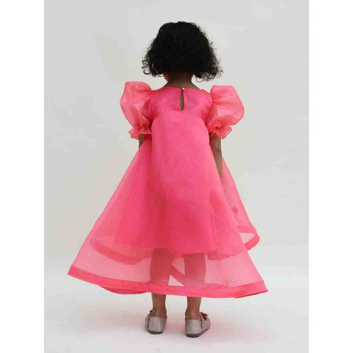 Fayon Kids Coral Organza High Low Dress (0-6 Months)