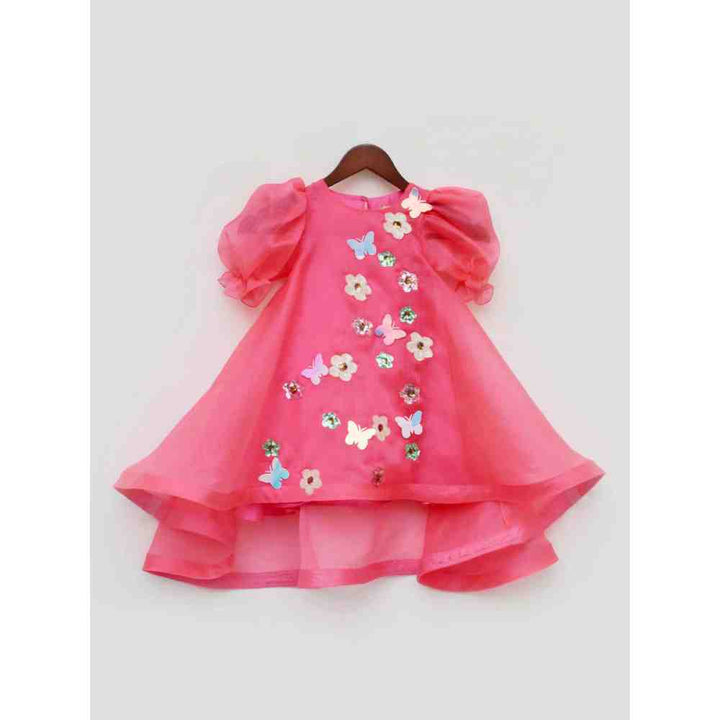 Fayon Kids Coral Organza High Low Dress (0-6 Months)