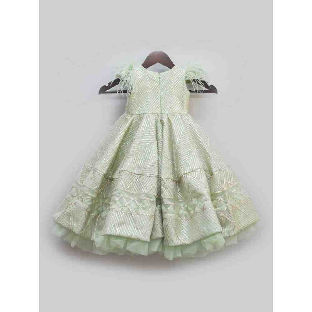 Fayon Kids Green Gotta Embroidery Gown (0-6 Months)
