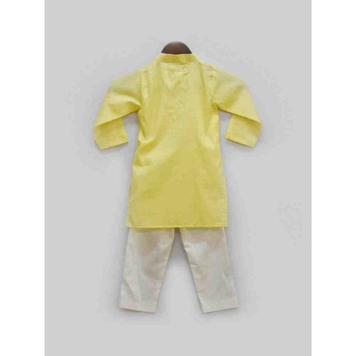 Fayon Kids Yellow Kurta with Dori Work Embroidery and Pant (0-6 Months)