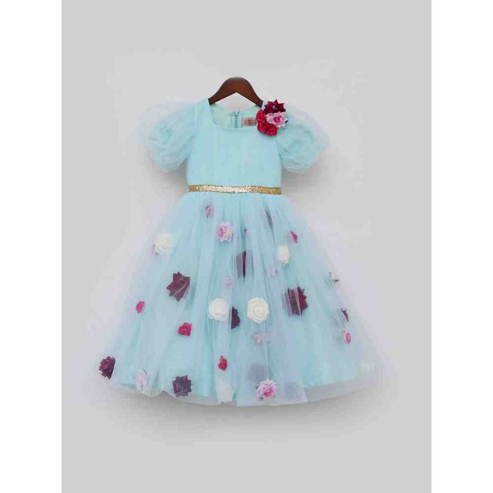 Fayon Kids Blue Flower Net Dress (0-6 Months)