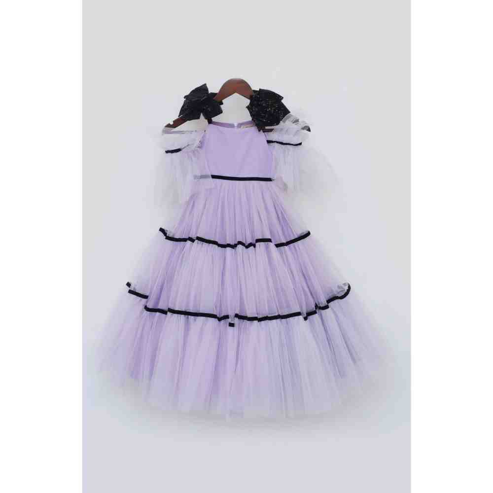 Fayon Kids Lilac Net Gown with Black Bow (0-6 Months)