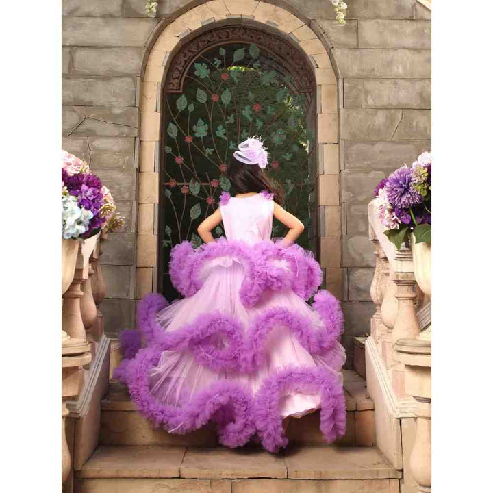 Fayon Kids Purple Net Ruffle Gown (0-6 Months)