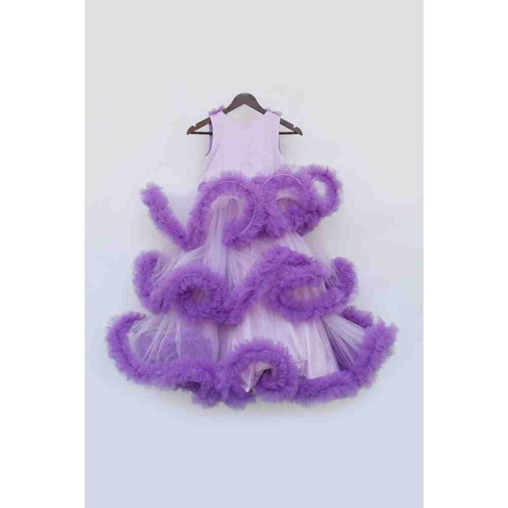 Fayon Kids Purple Net Ruffle Gown (0-6 Months)