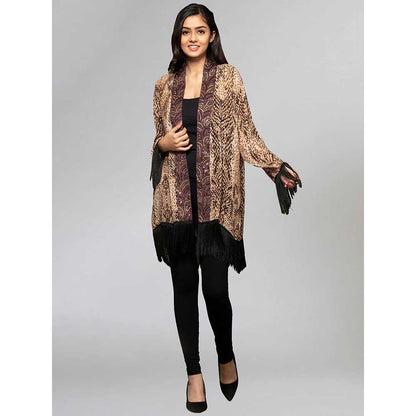 First Resort by Ramola Bachchan Brown Animal Print Kimono