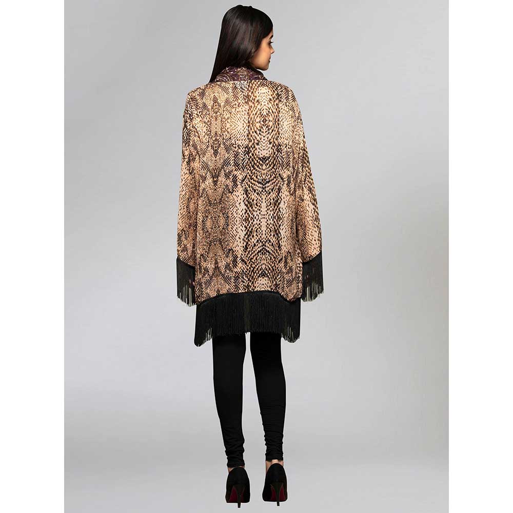 First Resort by Ramola Bachchan Brown Animal Print Kimono