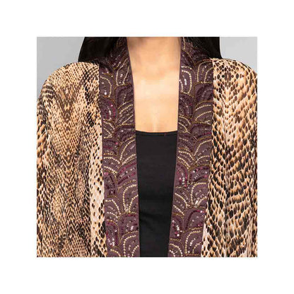 First Resort by Ramola Bachchan Brown Animal Print Kimono