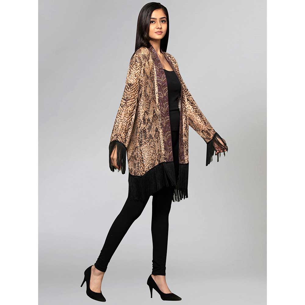 First Resort by Ramola Bachchan Brown Animal Print Kimono