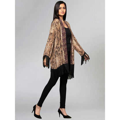 First Resort by Ramola Bachchan Brown Animal Print Kimono