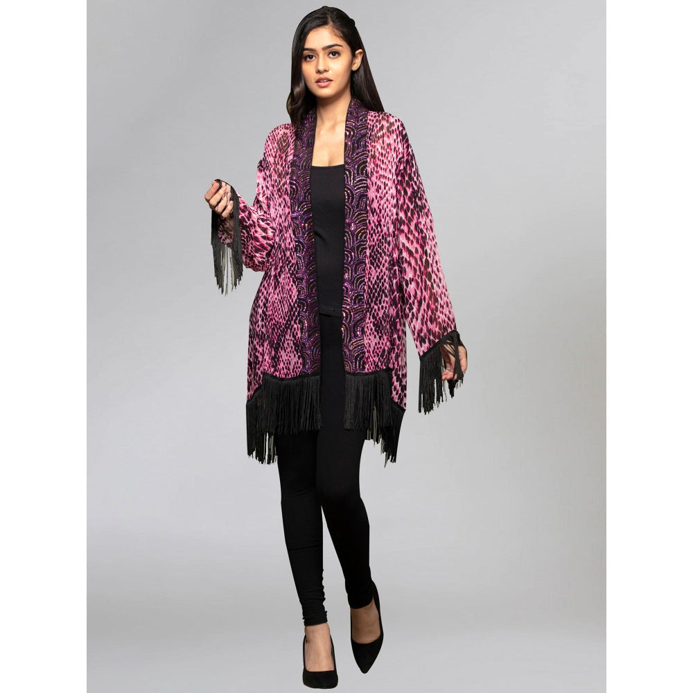 First Resort by Ramola Bachchan Pink Animal Print Kimono
