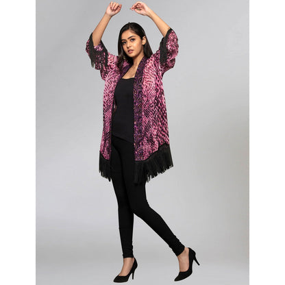 First Resort by Ramola Bachchan Pink Animal Print Kimono