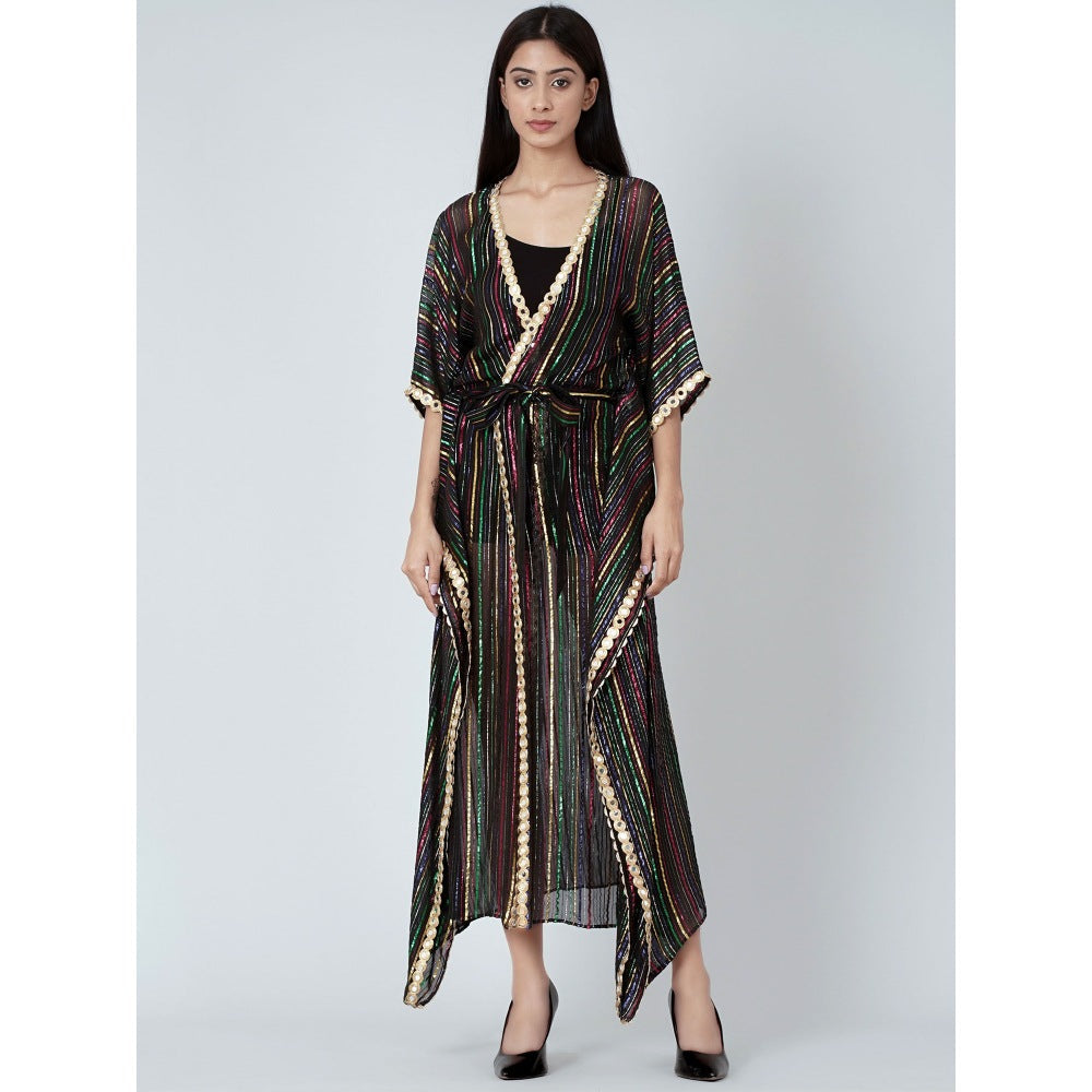 First Resort by Ramola Bachchan Black Lurex Cover-Up (Set of 2)