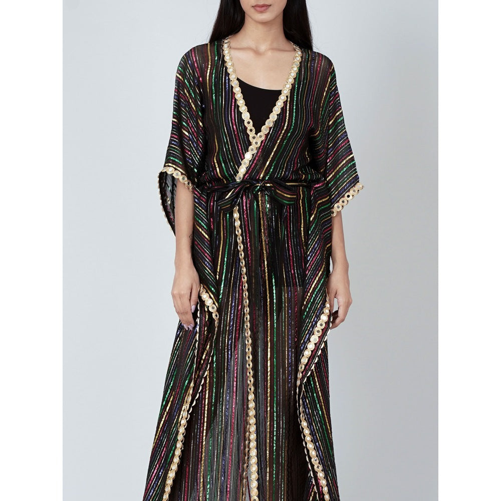 First Resort by Ramola Bachchan Black Lurex Cover-Up (Set of 2)