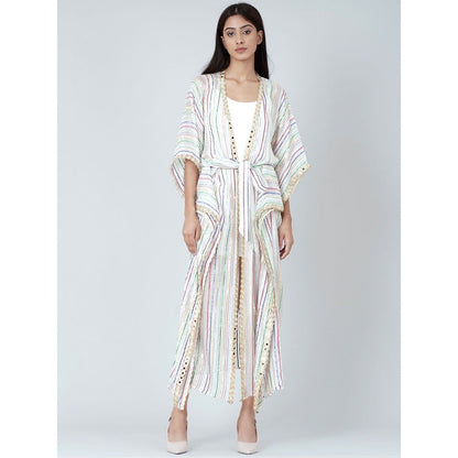 First Resort by Ramola Bachchan White Lurex Cover-Up (Set of 2)