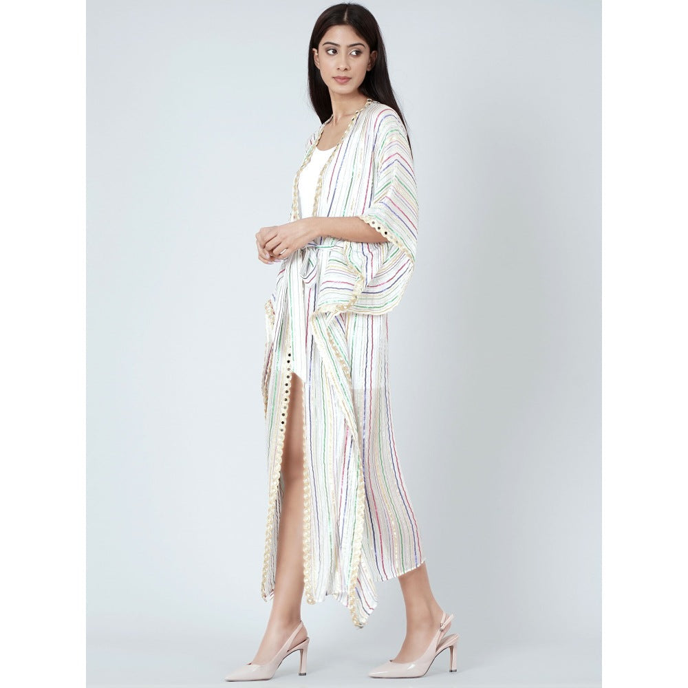 First Resort by Ramola Bachchan White Lurex Cover-Up (Set of 2)