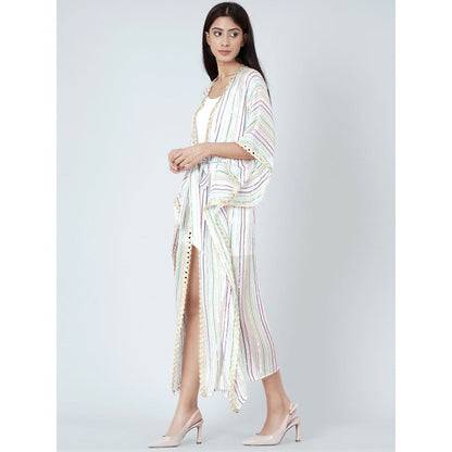 First Resort by Ramola Bachchan White Lurex Cover-Up (Set of 2)