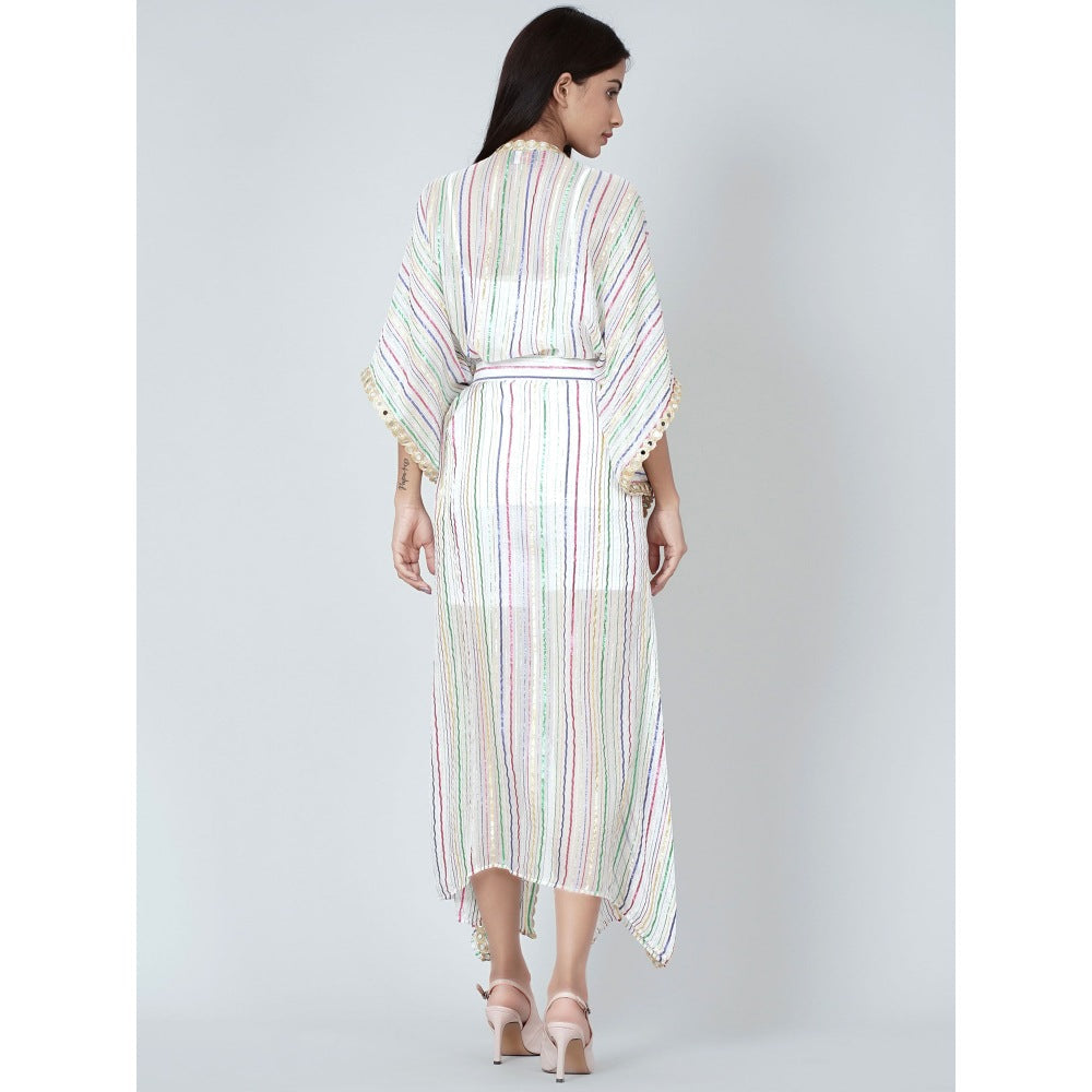 First Resort by Ramola Bachchan White Lurex Cover-Up (Set of 2)