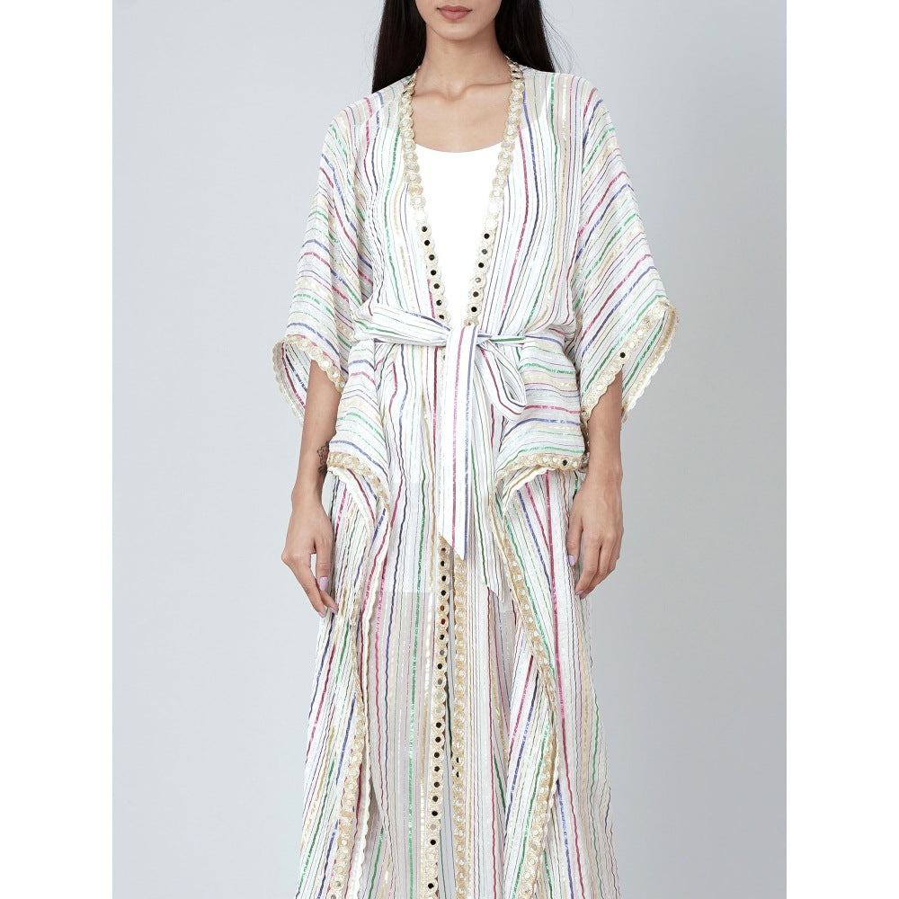 First Resort by Ramola Bachchan White Lurex Cover-Up (Set of 2)
