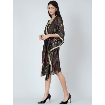 First Resort by Ramola Bachchan Black Lurex Short Cover-Up (Set of 2)