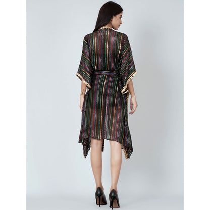 First Resort by Ramola Bachchan Black Lurex Short Cover-Up (Set of 2)