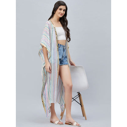 First Resort by Ramola Bachchan White Lurex Short Cover-Up (Set of 2)