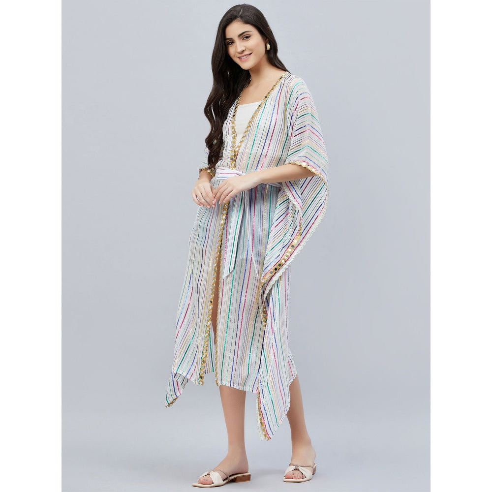 First Resort by Ramola Bachchan White Lurex Short Cover-Up (Set of 2)