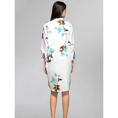 First Resort by Ramola Bachchan Light Blue Floral Shirt Dress