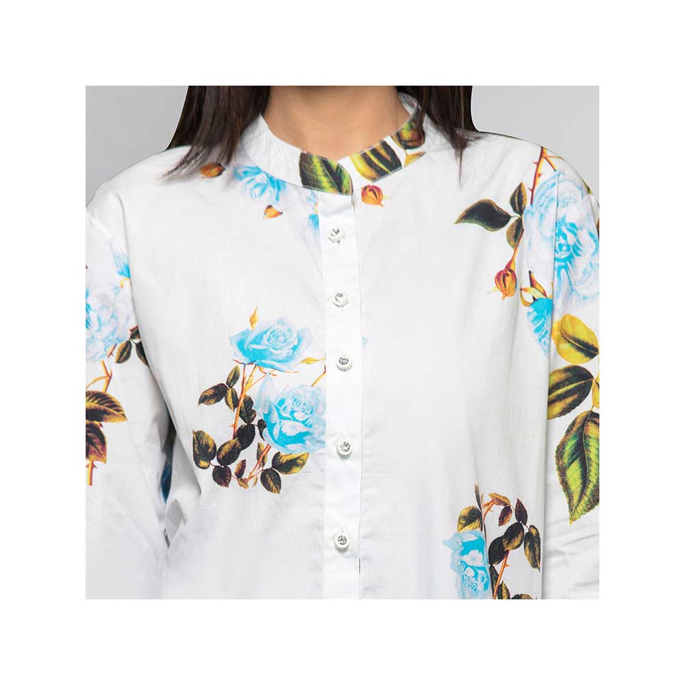 First Resort by Ramola Bachchan Light Blue Floral Shirt Dress