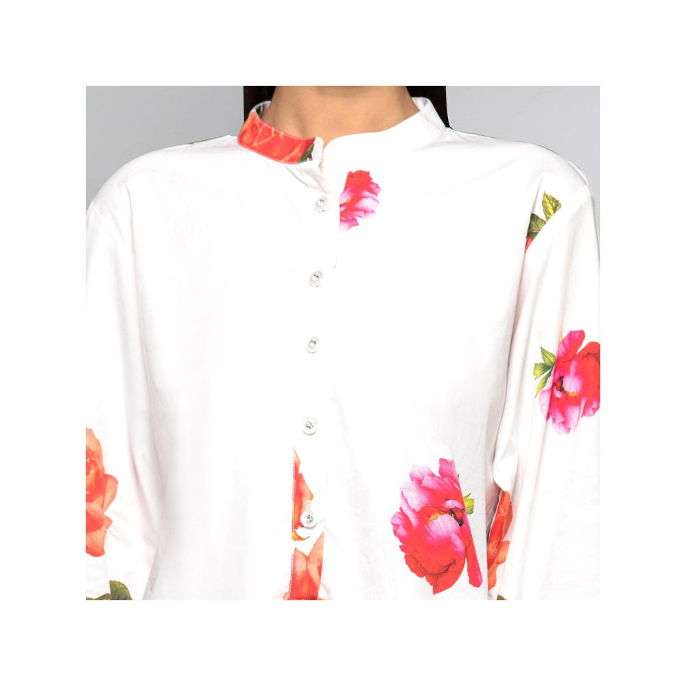 First Resort by Ramola Bachchan Pink And Orange Floral Shirt Dress