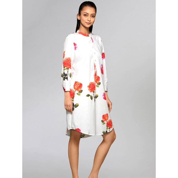 First Resort by Ramola Bachchan Pink And Orange Floral Shirt Dress
