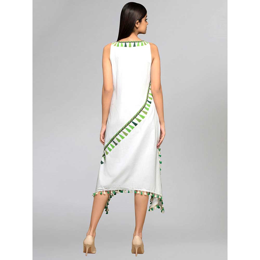 First Resort by Ramola Bachchan Green A-Line Tassel Dress