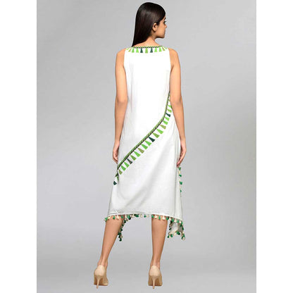 First Resort by Ramola Bachchan Green A-Line Tassel Dress