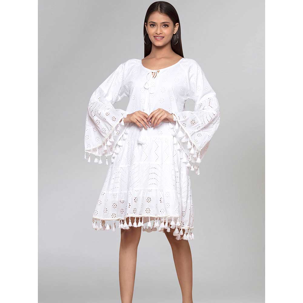 First Resort by Ramola Bachchan White Eyelet Dress
