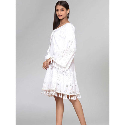 First Resort by Ramola Bachchan White Eyelet Dress