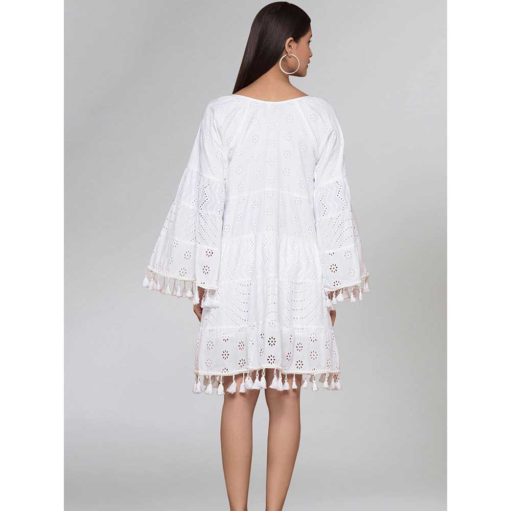 First Resort by Ramola Bachchan White Eyelet Dress