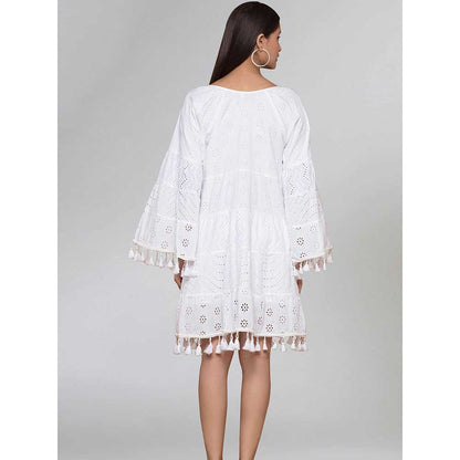 First Resort by Ramola Bachchan White Eyelet Dress