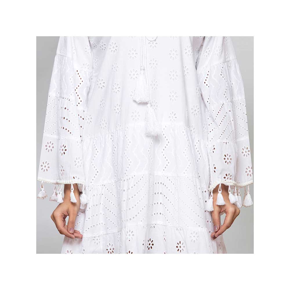 First Resort by Ramola Bachchan White Eyelet Dress