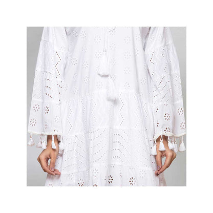 First Resort by Ramola Bachchan White Eyelet Dress