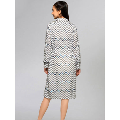 First Resort by Ramola Bachchan Grey Zig-Zag Shirt Dress (Set of 2)