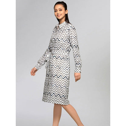 First Resort by Ramola Bachchan Grey Zig-Zag Shirt Dress (Set of 2)
