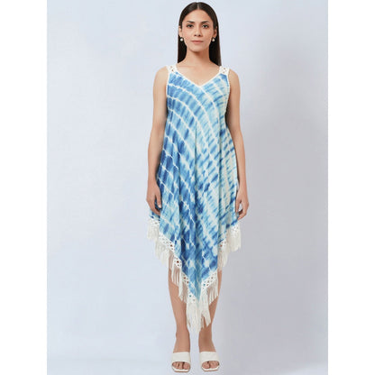 First Resort by Ramola Bachchan Blue Tie-Dye Handkerchief Dress